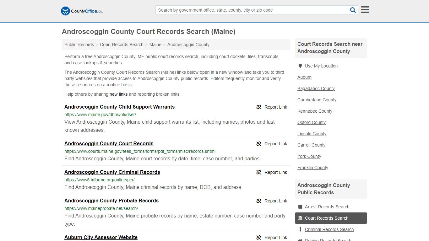 Androscoggin County Court Records Search (Maine) - County Office