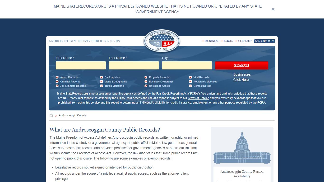 Androscoggin County Arrest, Court, and Public Records