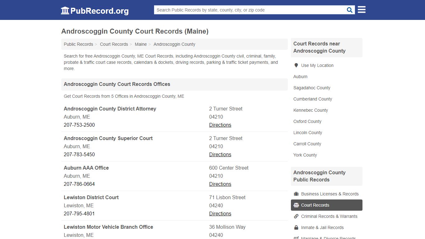 Free Androscoggin County Court Records (Maine Court Records)